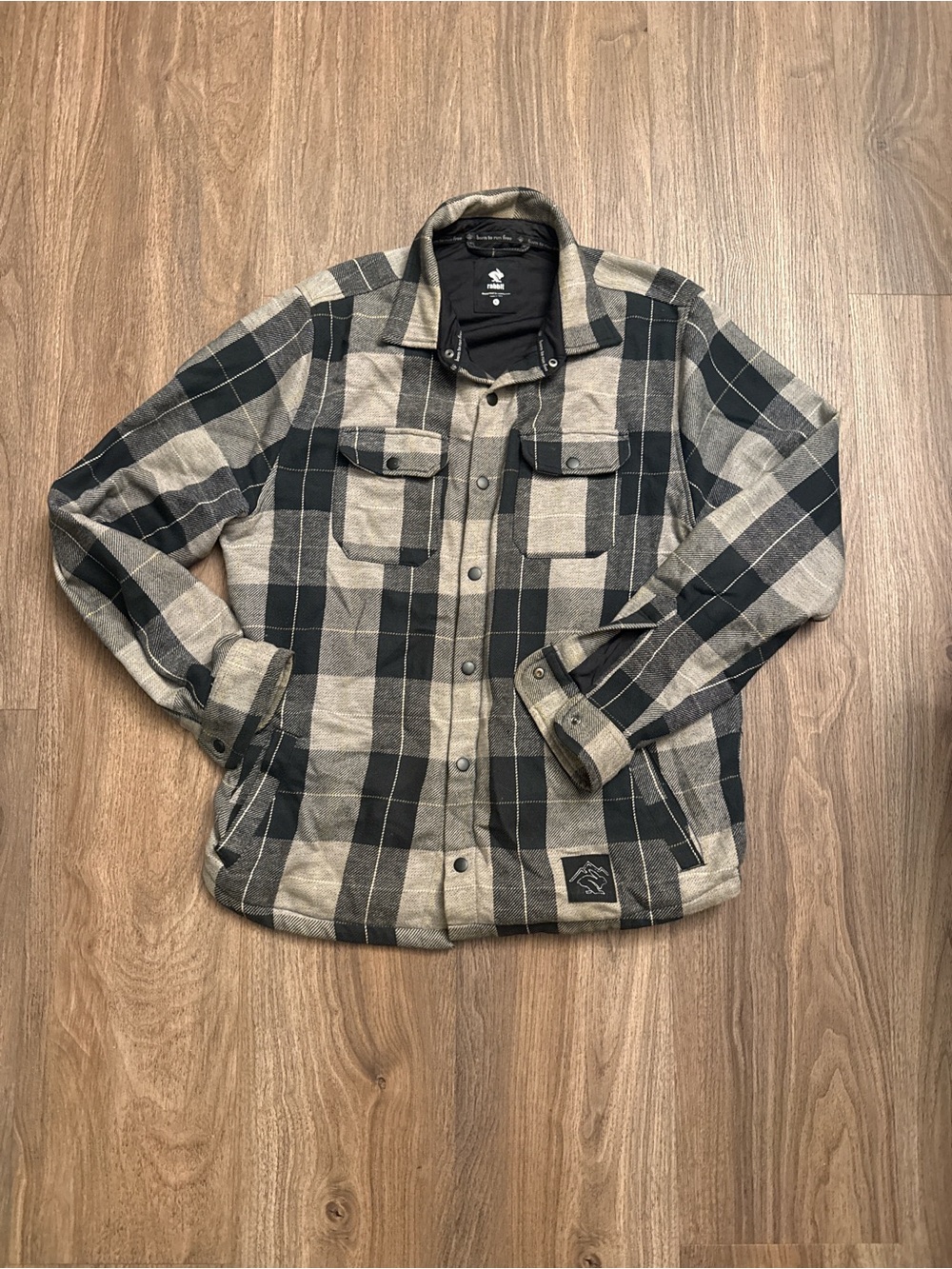 rabbit High Country Flannel Lined Jacket, Grey and black size xl
